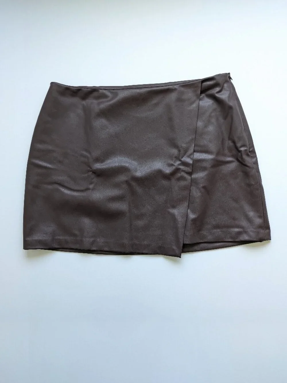 Old Navy Faux Wrap A-line Skirt XL Vegan Leather Mini Purply Brown Grunge Moto